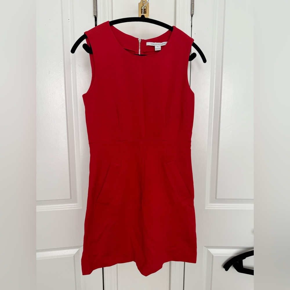 Diane Von Furstenberg Red Sheath Mini Dress with Pockets